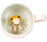 Intirilife Tasse à café Tasse à thé 3D avec lion - 300 ml de contenance - Tasse en céramique Cartoon cadeau mignon Mug avec anse