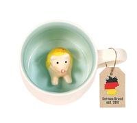 Intirilife Tasse avec anse 300 ml - Tasse à café en céramique Mug avec hérisson 3D à l'intérieur - Motif animal, dessin animé, cadeau pour enfants & adultes, bureau, maison, petit déjeuner, thé, cacao