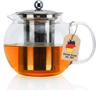 Intirilife théière avec filtre en KLAR - 650ml théière en verre borosilicaté avec tamis résistant à la chaleur convient pour les boissons chaudes et froides, thé, café, eau etc.