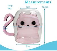 Intirilife Thermo Verre à double paroi avec design chat en rose - 200ml de contenance - Tasses isolées en verre résistant à la chaleur pour boissons froides et chaudes Tasse à café Tasse à thé Verre à