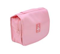 Intirilife Trousse de toilette imperméable à l'eau en APRICOT ROSA - Trousse de toilette imperméable à rabat avec de nombreux compartiments intérieurs et fermeture éclair