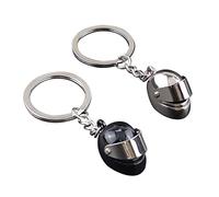 intitulé：2 pièces de porte-clés de casque, pendentif en métal créatif, mini porte-clés de casque 3D, accessoires de décoration de clé de voiture, unisexe