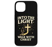 Into The Light Walk with Christ Christian Faith Cross Jésus Coque pour iPhone 13