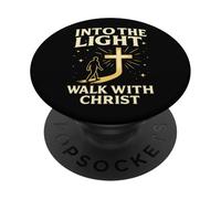 Into The Light Walk with Christ Christian Faith Cross Jésus PopSockets PopGrip Adhésif