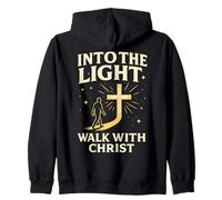 Into The Light Walk with Christ Christian Faith Cross Jésus Sweat à Capuche