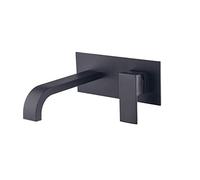 Into The Wall Basin Faucet Full Copper Basin Hot and Cold Water Faucet Bathroom Concealed Faucet Black, Square Gun Gray