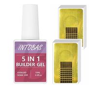 INTOBAS 15ml Builder Gel 5 en 1, Ongle UV Construction Gel avec 100Pcs Ongle Chablon, Pose Américaine Base Transparent
