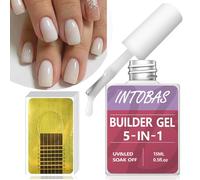 INTOBAS Kit Construction Ongles UV 5-En-1, Builder Blanc Laiteux 15ml, 100pcs Chalbon, Gel UV/LED