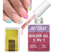 INTOBAS Kit Gel Construction Ongle UV 5-En-1, Builder Gel Nude 15ml Avec 100pcs Chalbon Ongles, Gel Ongle UV/LED Gel de Construction, Gel de Base pour Extension Et Renforcement-Manucure de Réparation