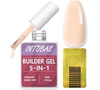 INTOBAS Kit Gel Construction Ongle UV Professionnel, 15Ml Builder Gel 5 En 1 Nude, Kit Ongle Gel UV Avec 100Pcs Chablon Ongles, Gummy Base Pose Americaine Gel Polish pour Extension,Renfort,Réparation