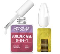 INTOBAS Kit Gel de Construction Ongle 15ml, Builder Gel pour Ongle Avec 100Pcs Chablon Ongles pour Extensions, Gummy Base Pose Americaine, Gel x Pose Americaine, Vernis Semi-permanent Laiteux Blanc
