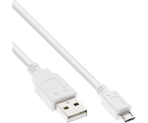 INTOS ELECTRONIC AG InLine 0.5m USB 2.0 A - Micro B câble USB 0,5 m USB A Micro-USB B Blanc - Câbles USB (0,5 m, USB A, Micro-USB B, 2.0, Male Connector/Male Connector, Blanc)