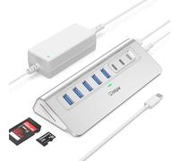 Intpw YH6AC Plus Hub USB alimenté 10 Gbit/s, 11 ports USB 3.2 (USB A/USB C 3.2 + 4 USB-A 3.0+2 PD 45 W ports de charge rapide + lecteur de carte SD/TF), adaptateur d'alimentation 65 W, hub USB en