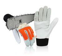Intra-FIT Gants de protection pour tronçonneuse en cuir de vachette avec protection pour main gauche EN ISO 11393-4 Classe 0 Gants forestiers pour tronçonneuse