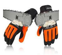 Intra-FIT Gants de Protection pour Tronçonneuse pour Deux Mains EN ISO 11393-4 Classe 1 en Cuir Synthétique avecProtection Contre les Coupures, Gants de Protection Forestière pour Tronçonneuse