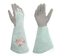 Intra-FIT Rose Gants de jardinage pour arbustes pour femme en cuir synthétique avec protection intégrale, gants de travail longs résistants aux perforations pour jardinage