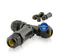 Intratec 1x Connecteurs de Câble Étanches 3 Entrées T - Connecteur IP68 à 4 Pôles 24A 450V AC pour Installation Facile à la Maison & au Jardin - M25 Diamètre de Câble 4-14mm