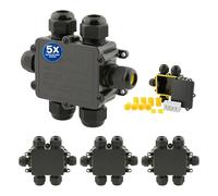 Intratec 5x Boîte de dérivation étanche 6 ouvertures 4-14mm - IP68 Boîte de distribution pour extérieur, installation facile dans le jardin & câbles enterrés - 35 x 113 x 93mm
