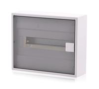 Intratec ALPHA Coffret électrique en saillie 1 rangée - Tableau de distribution 12 modules avec porte transparente - Boîtier rail DIN pour usage domestique et professionnel - 251 x 310 x 96 mm