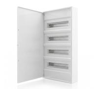 Intratec ALPHA Coffret électrique en saillie 4 rangées - Tableau de distribution pour 48 modules avec porte blanche - Boîtier rail DIN pour habitation et usage professionnel - 650 x 310 x 96 mm