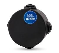 Intratec Boîte de Dérivation Ronde en Saillie Noire | Boîtier Électrique de Distribution avec Passe-Câbles | IP44 Étanche et Résistant UV pour Installation Intérieure & Extérieure | Ø80 x 40 mm