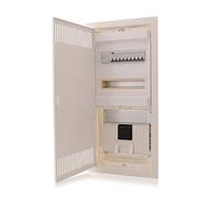 Intratec boîtier multimédia et tableau de distribution combiné encastré, IP30, 717 x 346 x 92 mm, 2 rangées, 24+4 modules, porte en acier blanc RAL 9003, répartiteur de communication