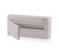 Intratec Coffret de distribution en saillie, 1 rangée, 24 modules, IP40, ABS, 400V, Blanc - Rail DIN, bornes N/PE, porte à gauche, conforme RoHS, classe de protection II, 503x236x112 mm