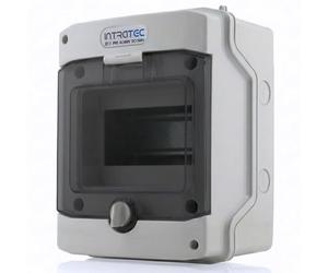 Intratec Coffret de Distribution en Saillie 1 Rangée IP65 - Coffret Électrique pour 6 Modules DIN - Enceinte Étanche Extérieur Garage Cave Jardin - 400VAC 1500VDC - 201 x 165 x 120 mm