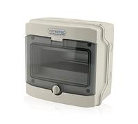 Intratec Coffret de Distribution en Saillie 1 Rangée IP65 - Coffret Électrique pour 8 Modules DIN - Enceinte Étanche Extérieur Garage Cave Jardin - 400VAC 1500VDC - 202 x 201 x 120 mm