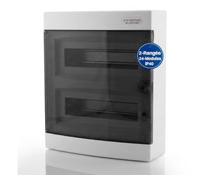 Intratec Coffret de Distribution en Saillie 2 Rangée - IP40 Boîtier pour 24 Modules avec Porte Transparente pour une Installation Facile à Domicile et en Entreprise - 361 x 287 x 112 mm