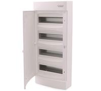 Intratec Coffret de distribution en saillie, IP40 - Boîtier de distribution intérieur, coffret avec porte blanche pour installation en pièce sèche, 4 rangées, 48 modules, 653 x 287 x 112 mm, Blanc