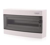 Intratec Coffret de distribution en saillie, IP40 - Boîtier de distribution intérieur, coffret avec porte transparente pour installation en pièce sèche, 1 rangée, 18 modules, 236 x 396 x 112 mm, Blanc