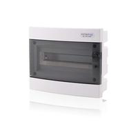 Intratec Coffret de Distribution Encastré 1 Rangée - Coffret IP40 pour 12 Modules avec Porte Transparente et Rail pour Installation Électrique Facile à Domicile & en Entreprise - 232 x 283 x 106mm