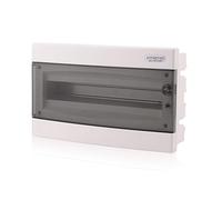 Intratec Coffret de Distribution Encastré 1 Rangée - Coffret IP40 pour 18 Modules avec Porte Transparente et Rail pour Installation Électrique Facile à Domicile & en Entreprise - 392 x 232 x 106mm