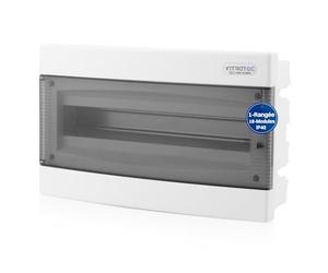 Intratec Coffret de Distribution Encastré 1 Rangée - Coffret IP40 pour 18 Modules avec Porte Transparente et Rail pour Installation Électrique Facile à Domicile & en Entreprise - 392 x 232 x 106mm