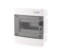 Intratec Coffret de Distribution Encastré 1 Rangée - Coffret IP40 pour 8 Modules avec Porte Transparente et Rail pour Installation Électrique Facile à Domicile & en Entreprise - 232 x 211 x 99mm