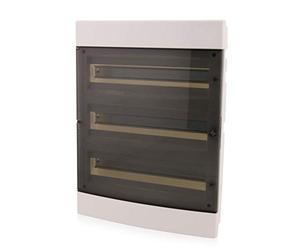 Intratec Coffret de Distribution Encastré 3 Rangée - Coffret IP40 pour 54 Modules avec Porte Transparente et Rail pour Installation Électrique Facile à Domicile & en Entreprise - 522 x 392 x 106mm