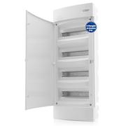 Intratec Coffret de Distribution Encastré 4 Rangée - Coffret IP40 pour 48 Modules avec Porte Blanc et Rail pour Installation Électrique Facile à Domicile & en Entreprise - 676 x 283 x 106mm