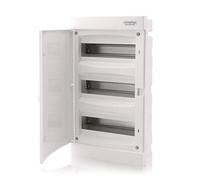Intratec Coffret de distribution encastré, IP40 - Boîtier de distribution intérieur avec porte blanche, pour installation en milieu sec, 3 rangées, 36 modules, 482 x 283 x 106 mm
