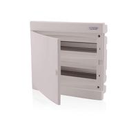 Intratec Coffret de distribution encastré, IP40 - Boîtier de distribution intérieur avec porte blanche, pour installation en milieu sec, 2 rangées, 36 modules, 357 x 382 x 106 mm