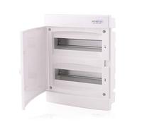Intratec Coffret de distribution encastré, IP40 - Boîtier de distribution intérieur avec porte blanche, pour installation en milieu sec, 2 rangées, 24 modules, 357 x 283 x 106 mm