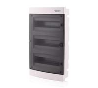 Intratec Coffret de distribution encastré, IP40 - Boîtier de distribution intérieur avec porte transparente, pour installation en milieu sec, 3 rangées, 36 modules, 482 x 283 x 106 mm