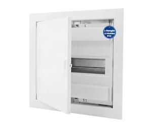 Intratec Coffret Électrique Encastré 1 Rangées - Tableau de Distribution IP40 pour 12 Modules avec Porte Métallique Blanche et Rail DIN pour Installations Électriques Intérieures - 346 x 317 x 92mm