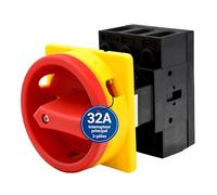 Intratec Commutateur Principal 32A à 3 pôles - Sectionneur IP65 pour montage en façade avec fonction d’arrêt d’urgence - Interrupteur rotatif robuste pour machines industrielles 230V 400V