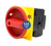 Intratec Commutateur Principal 63A à 3 pôles - Sectionneur IP65 pour montage en façade avec fonction d’arrêt d’urgence - Interrupteur rotatif robuste pour machines industrielles 230V 400V