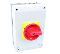 Intratec Interrupteur principal 100 A, 4 pôles - IP65 interrupteur etanche pour une coupure sûre - Arret d'urgence pour l'industrie - interrupteur saillie avec boîtier en plastique 230 V 400 V