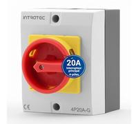 Intratec Interrupteur principal 20 A, 4 pôles - IP65 interrupteur etanche pour une coupure sûre - Arret d'urgence pour l'industrie - interrupteur saillie avec boîtier en plastique 230 V 400 V
