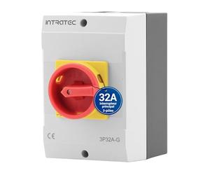 Intratec Interrupteur principal 32A 3 pôles - Sectionneur IP65 avec boîtier plastique - Interrupteur en saillie pour usage industriel - Commutateur rotatif robuste 230/400V