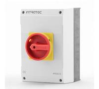 Intratec Interrupteur principal 63 A, 4 pôles - IP65 interrupteur etanche pour une coupure sûre - Arret d'urgence pour l'industrie - interrupteur saillie avec boîtier en plastique 230 V 400 V