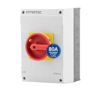 Intratec Interrupteur principal 80A 3 pôles - Sectionneur IP65 avec boîtier plastique - Interrupteur en saillie pour usage industriel - Commutateur rotatif robuste 230/400V
